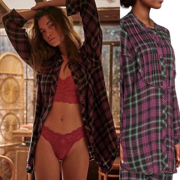 NWT Free People Intimately Plaid About You Flannel
Sleep long sleeve shirt XS - Picture 2 of 10